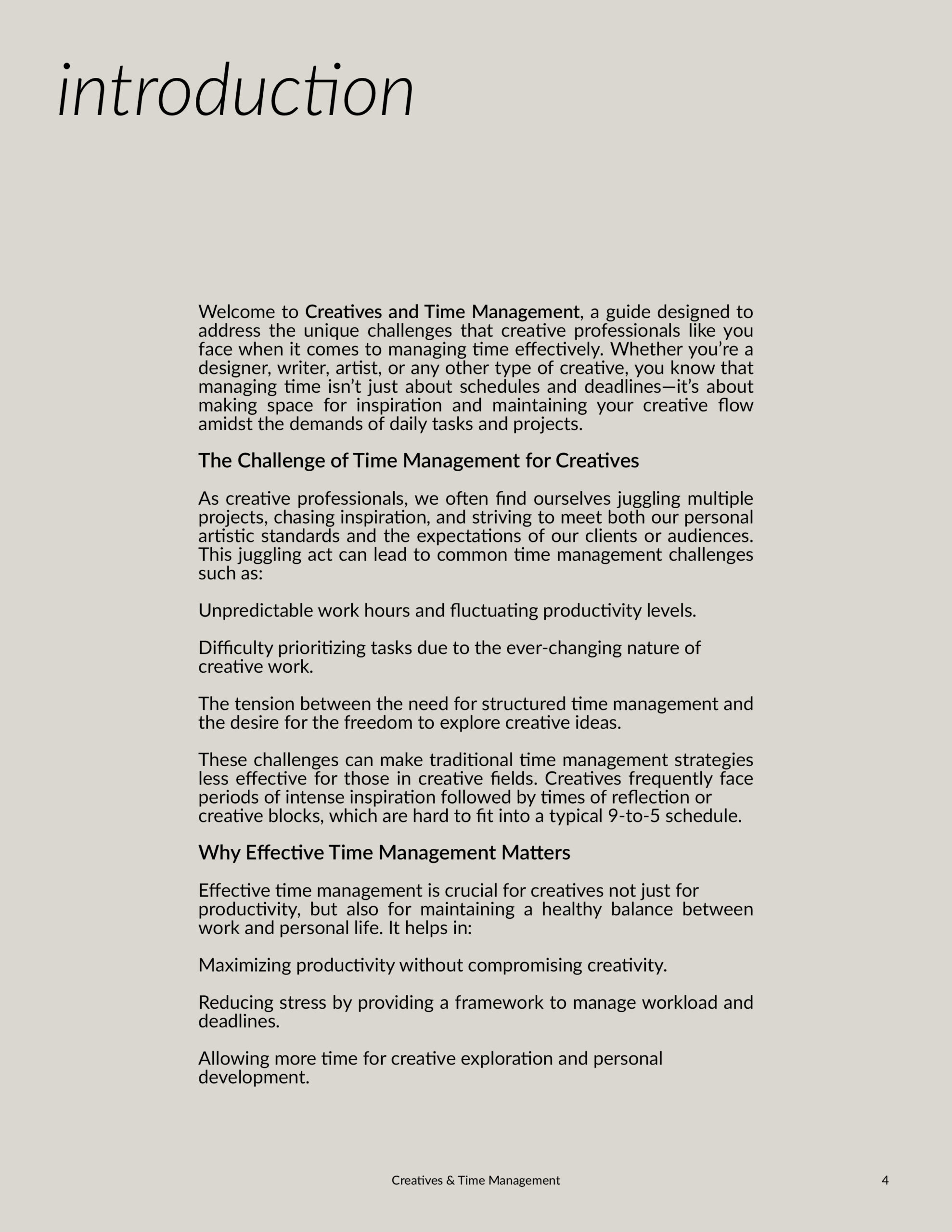 Creatives And Time Management Ebook + Workbook